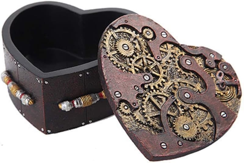 Steampunk Mechanical Heart Box with Lid