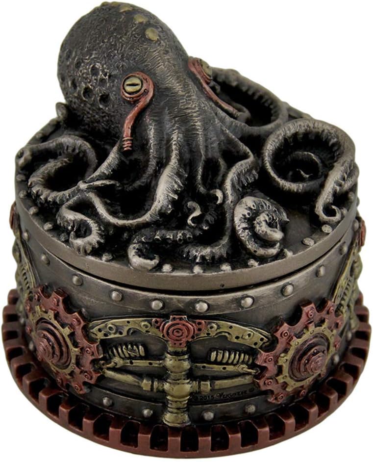 Steampunk Octopus Trinket Box with Decorative Bronze Finish