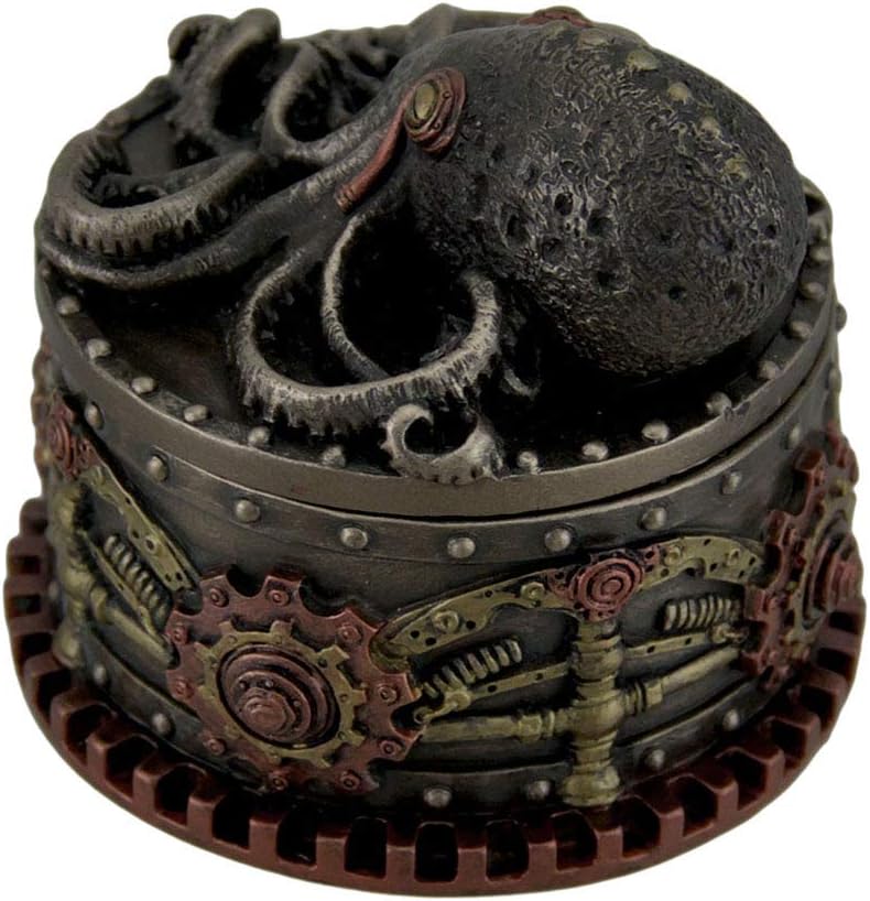Steampunk Octopus Trinket Box with Decorative Bronze Finish