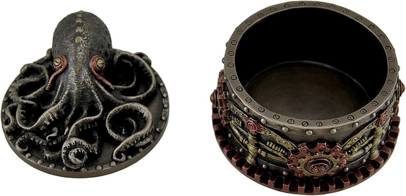 Steampunk Octopus Trinket Box with Decorative Bronze Finish