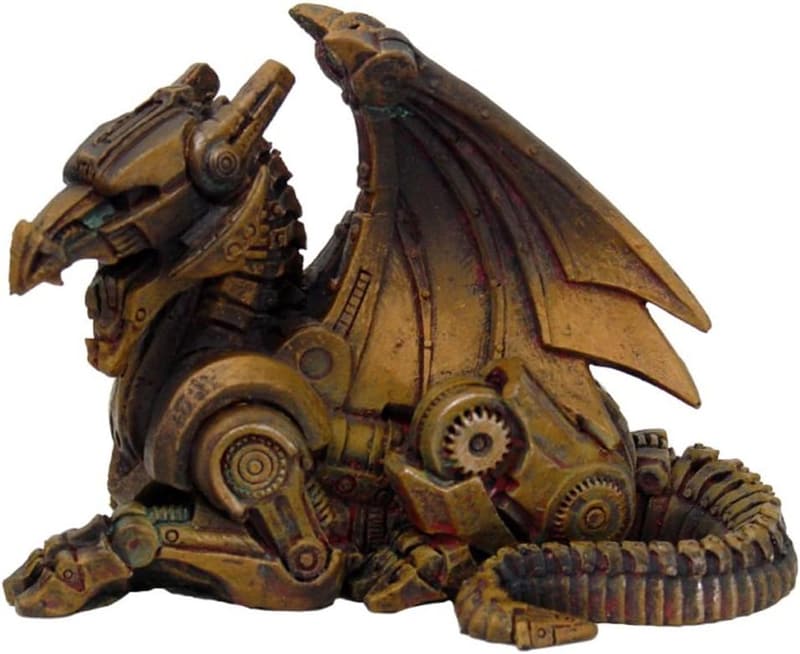 Steampunk Winged Dragon Resin Figurine - 3.5 Inches