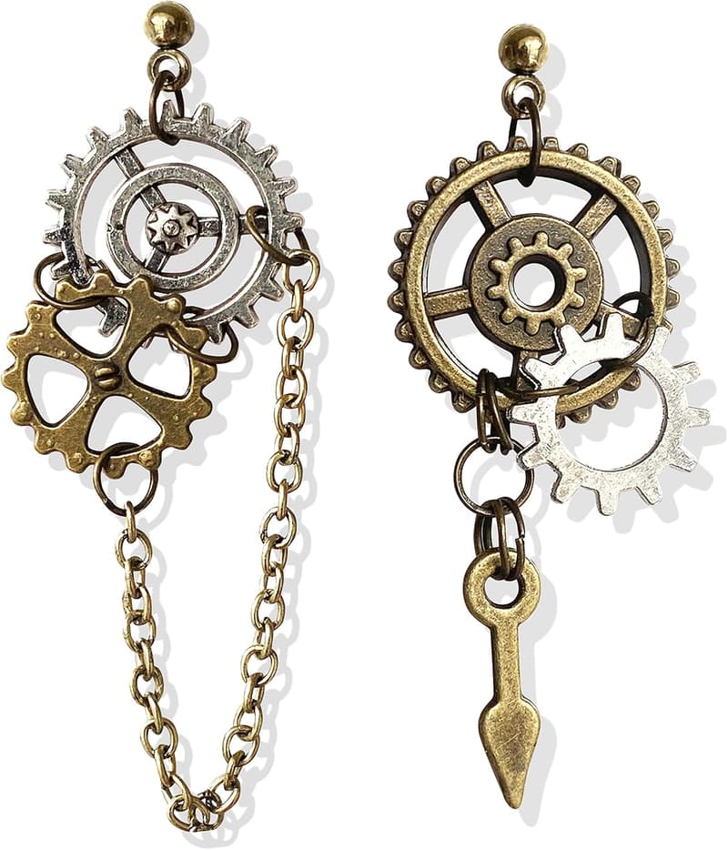 Vintage Clockwork Dangle Earrings for Halloween - Unisex Design