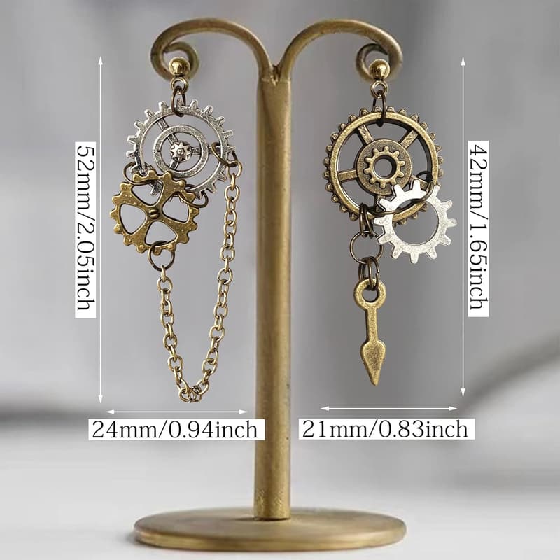 Vintage Clockwork Dangle Earrings for Halloween - Unisex Design