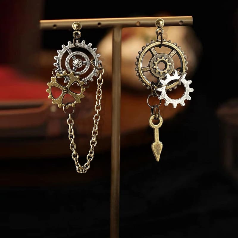 Vintage Clockwork Dangle Earrings for Halloween - Unisex Design