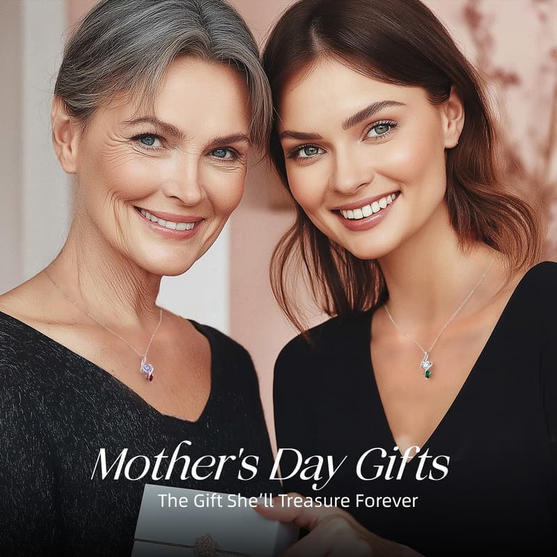 Valentine's Day 925 Sterling Silver Double Heart Necklace for Women