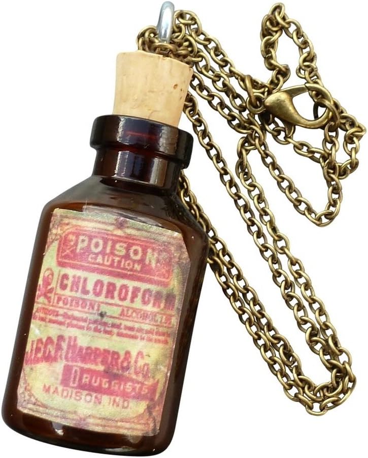 Gothic Steampunk Necklace with Apothecary Jar for Women
