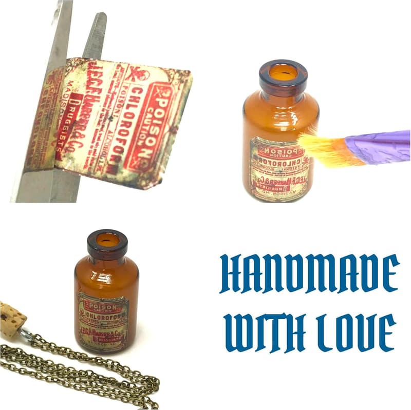 Gothic Steampunk Necklace with Apothecary Jar for Women