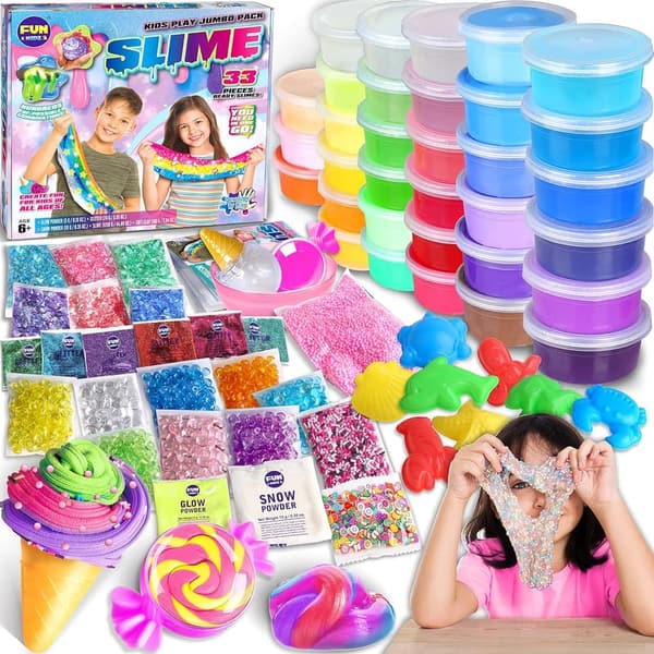 Ultimate 33 Cups Slime Kit for Kids - DIY Party Favors