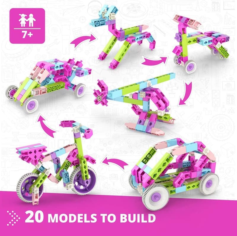 STEM Building Set for Girls, 20 Models - Educational Engineering Toy