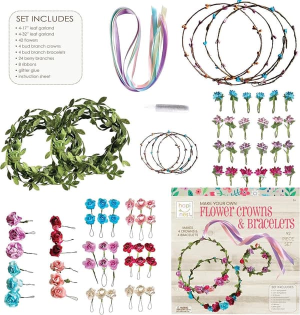Flower Crown & Bracelet Craft Kit for Girls Ages 6+