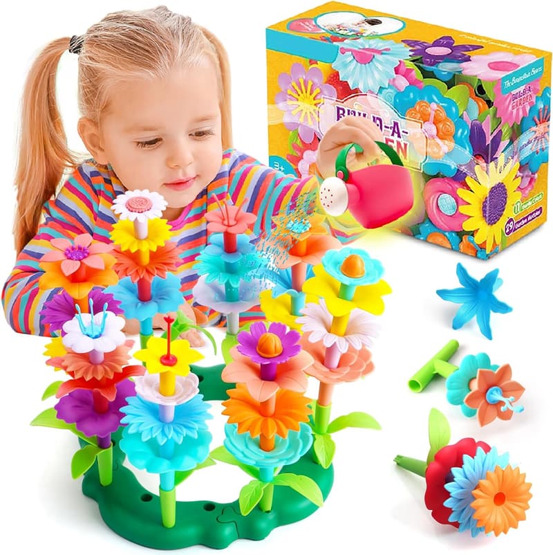 Birthday Gift: FUNZBO Flower Garden Building Toys Set for Girls Age 2-6