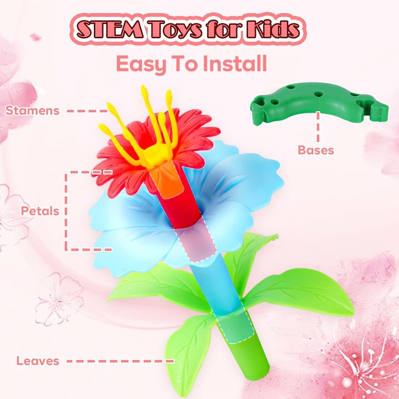 Birthday Gift: FUNZBO Flower Garden Building Toys Set for Girls Age 2-6
