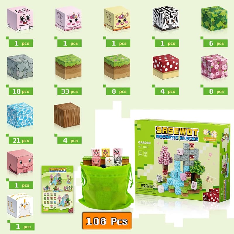 Magnetic Building Blocks Set for Kids - 108PCS STEM Toys
