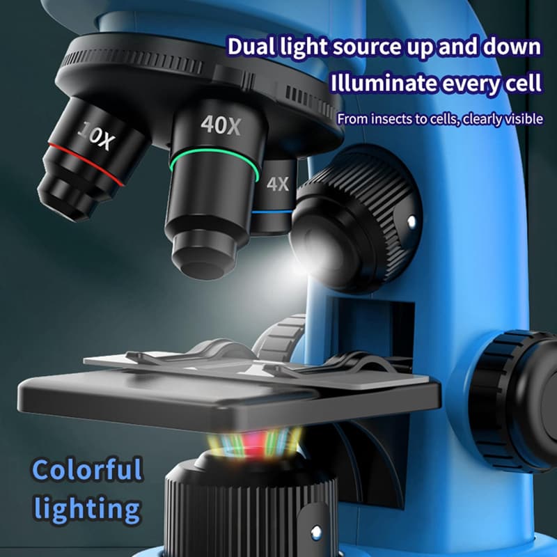 Kids Microscope Kit - 40-1600x STEM Science Toy for Ages 6-12