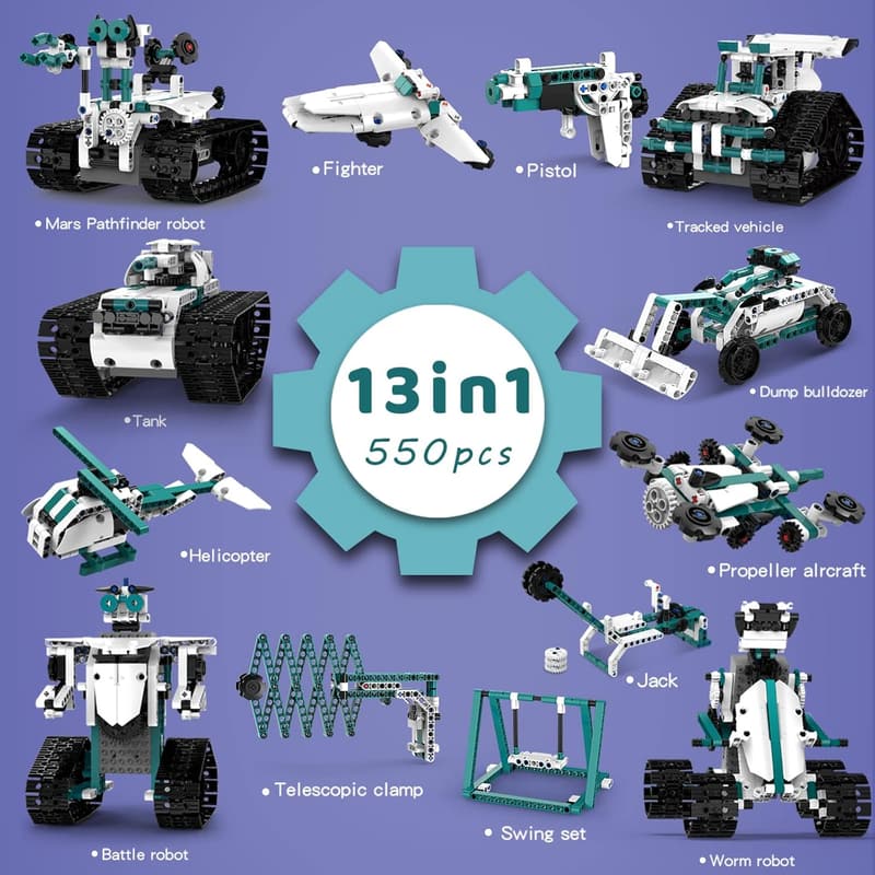 STEM Building Blocks Set for Kids 8-10, 13-in-1 Remote Control