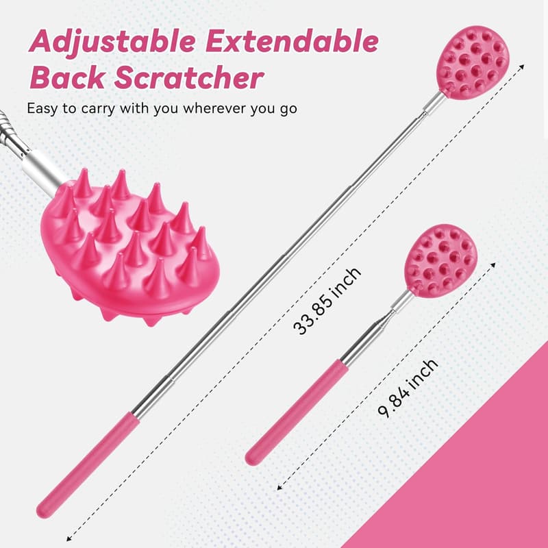 Telescoping Back Scratcher with 3 Detachable Heads - Gift for Him/Her