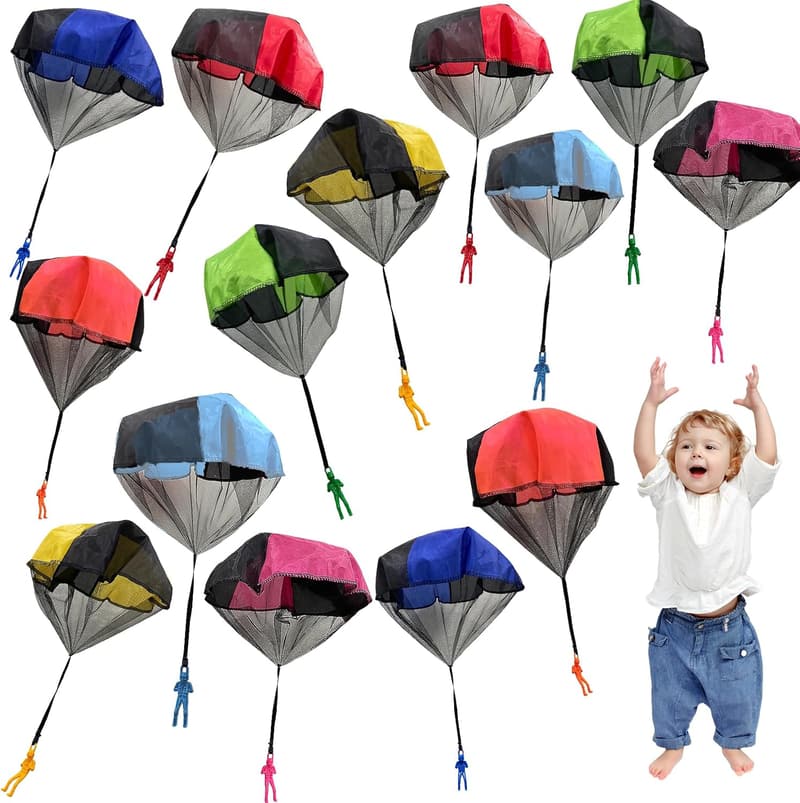 Outdoor Parachute Flying Toys - 14-Piece Set for Kids' Parties