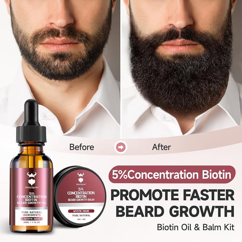 Beard Growth Kit with Biotin & Natural Oils for Men