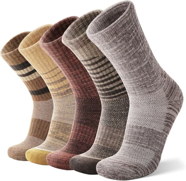 Thermal Merino Wool Hiking Socks for Men & Women - 5 Pairs