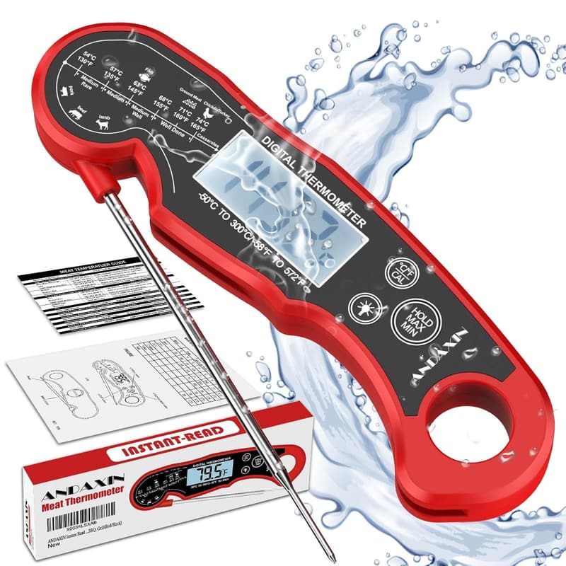Digital Meat Thermometer - Waterproof Instant Read BBQ Tool