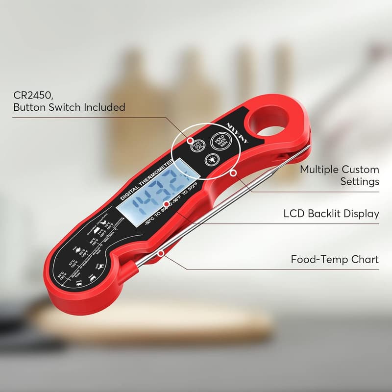 Digital Meat Thermometer - Waterproof Instant Read BBQ Tool