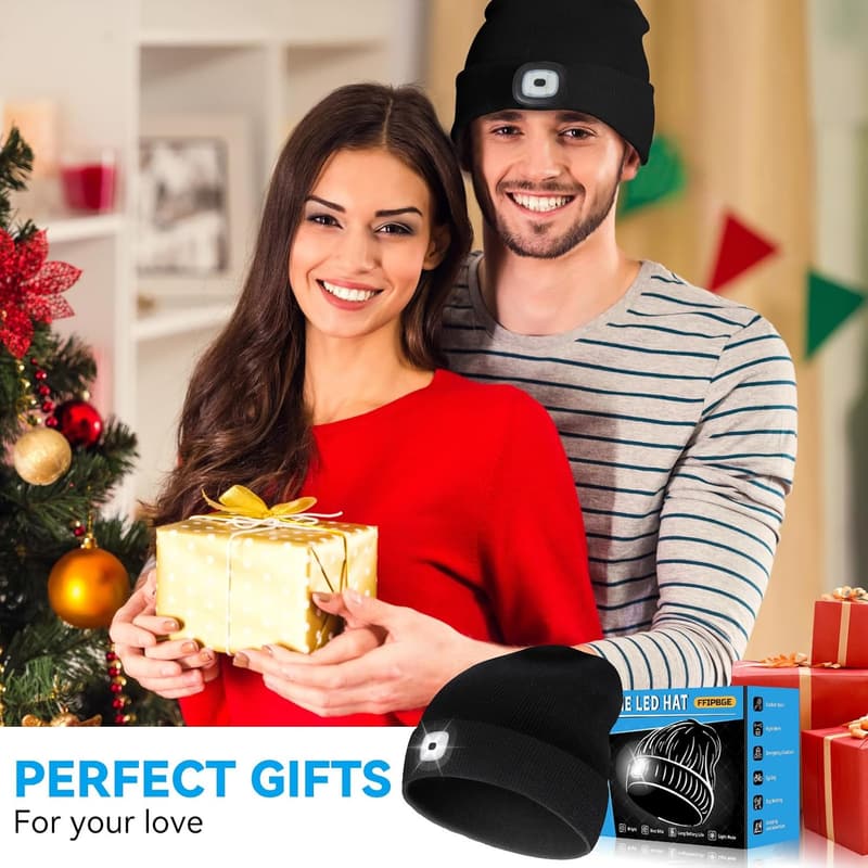 Fathers Day Beanie Hat with LED Light - USB Rechargeable