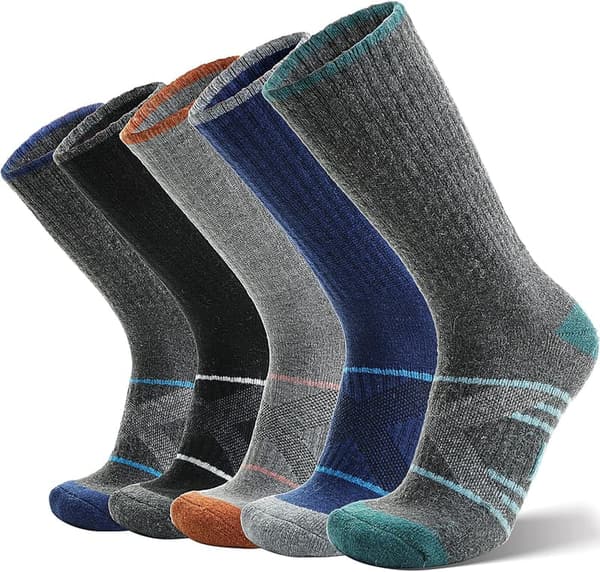 Merino Wool Hiking Socks for Men & Women - 5 Pairs