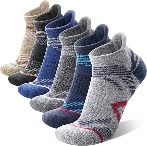 Merino Wool Ankle Socks for Men & Women - 6 Pairs, Cushioned