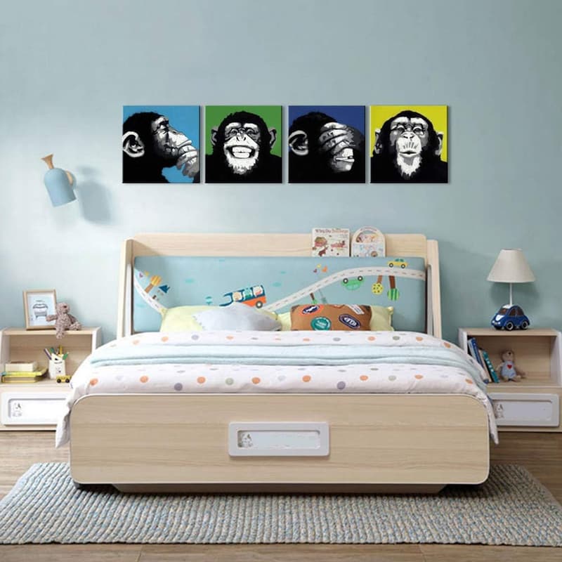 Funny Black and White Gorilla Wall Art for Home or Office Decor