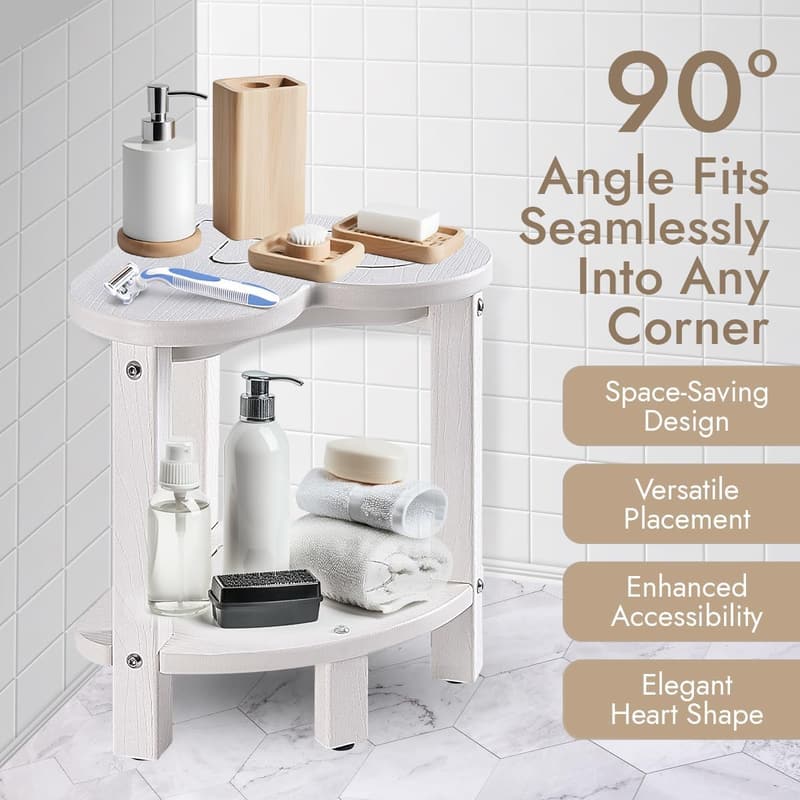 Waterproof Corner Shower Stool - Adjustable HDPE Bathroom Bench