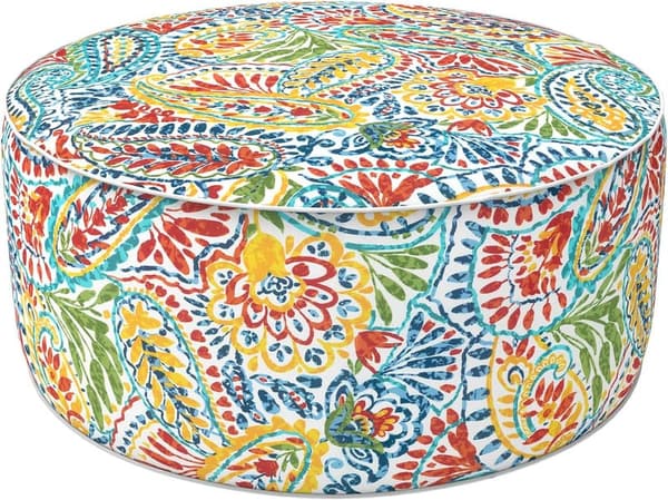 Inflatable Round Ottoman for Indoor/Outdoor Use - Paisley Multi