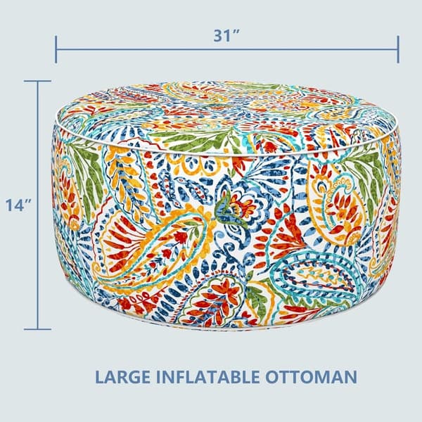 Inflatable Round Ottoman for Indoor/Outdoor Use - Paisley Multi