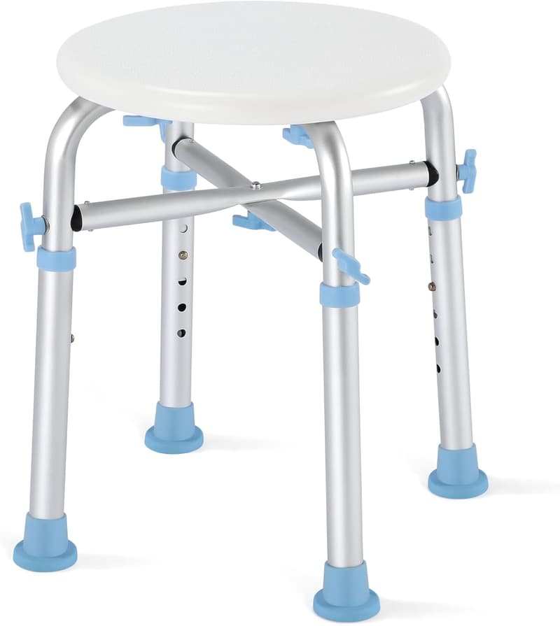 Adjustable Shower Stool for Elderly - 500lb Weight Capacity, Anti-Slip
