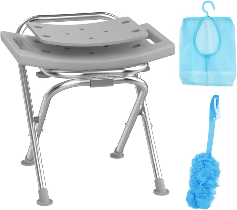 Portable Stainless Steel Folding Shower Chair for Elderly