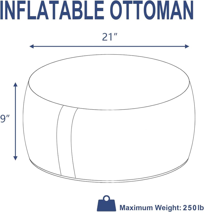 Portable Inflatable Ottoman Footrest for Indoor/Outdoor Use