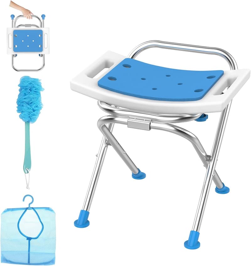 Portable Stainless Steel Shower Chair for Seniors, 400lbs Capacity