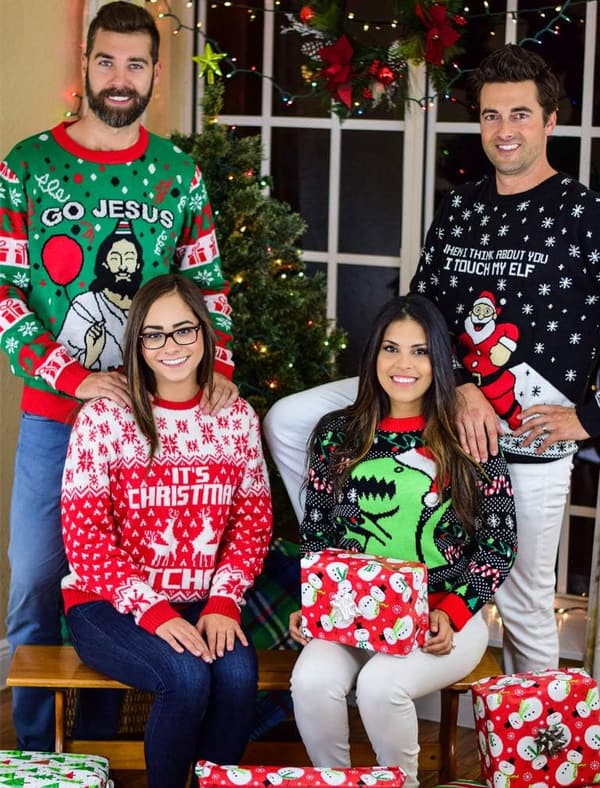 Funny Dinosaur Christmas Sweater for Men and Women - X-Large