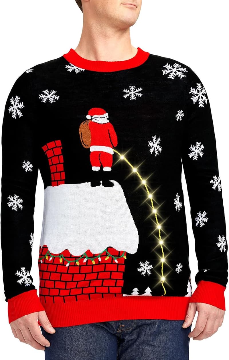 Men's LED Light Up Ugly Christmas Sweater - Funny Holiday Pullover