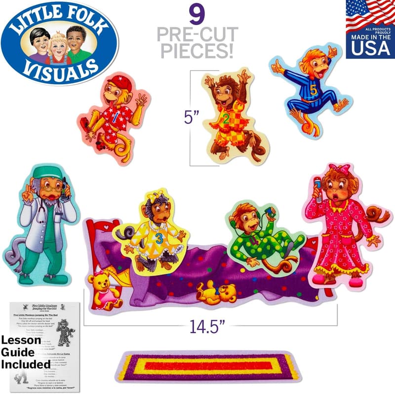 Five Monkeys Jumping on The Bed Flannel Felt Board Set