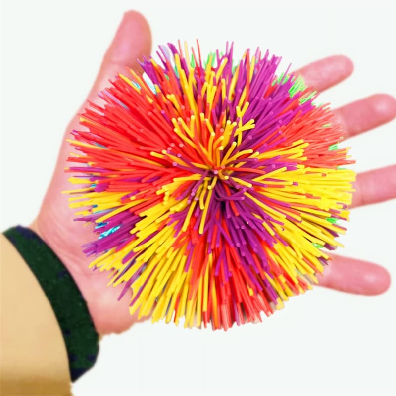 Large Silicone Rainbow Stress Ball - 4.5 Inch Fluffy Bounce