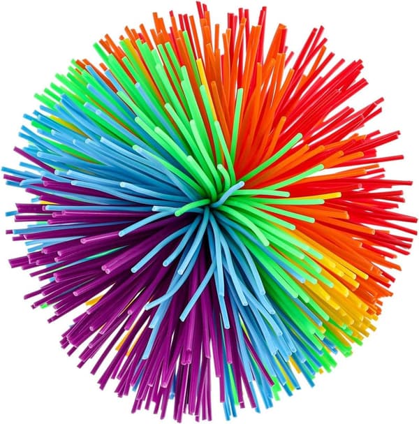 Sensory Fidget Stress Balls - 5 Soft Rainbow Pom Party Favors