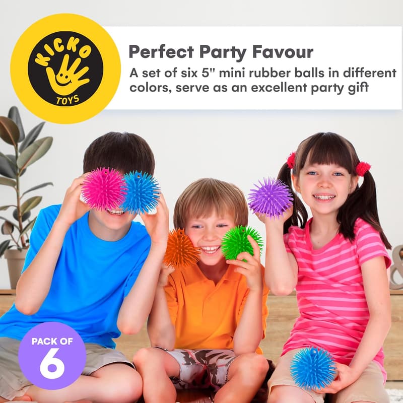 Assorted Color Spiky Puffer Balls - Stress Relief Sensory Game - 6 Pack