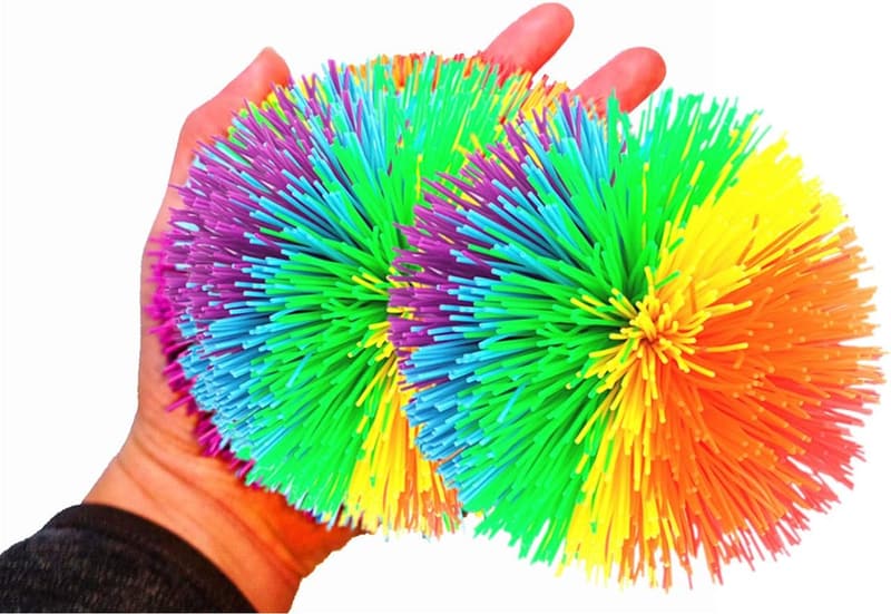 Large Rainbow Stress Balls - 2 Pack of Fluffy Silicone Toys