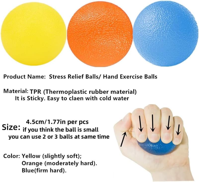 Hand Exercise Balls Set – 3 Resistance Levels for Therapy and Strength