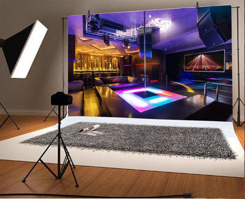 Nightclub Dance Pole Backdrop - 7x5ft Photography Prop