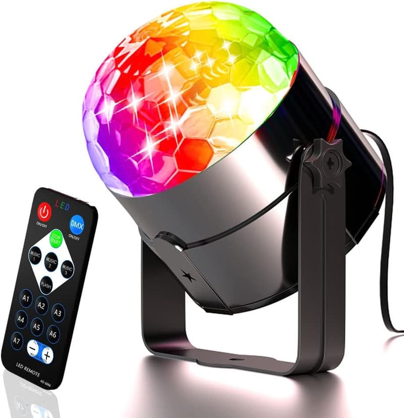 LED Mini Disco Ball Projector with Remote Control - 7 Colors
