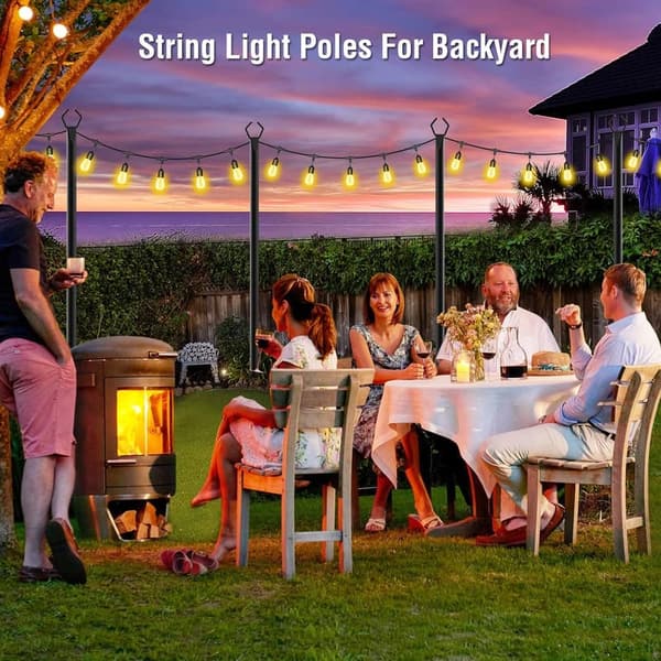 Outdoor String Light Stands - 10Ft Metal Poles (2-Pack)