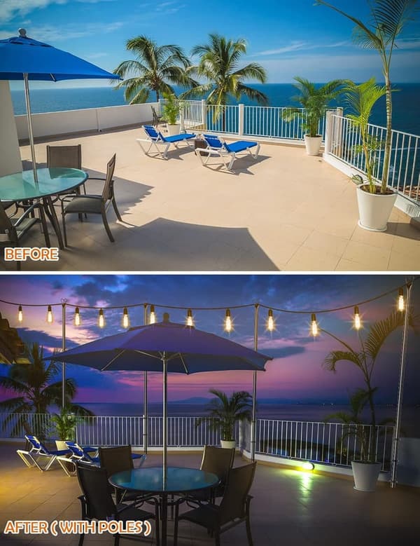 Outdoor String Light Poles - Steel Stand for Garden Parties, 2 Pack