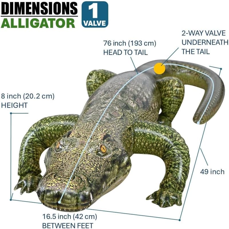 Realistic Green Alligator Inflatable for Pool & Garden Decor