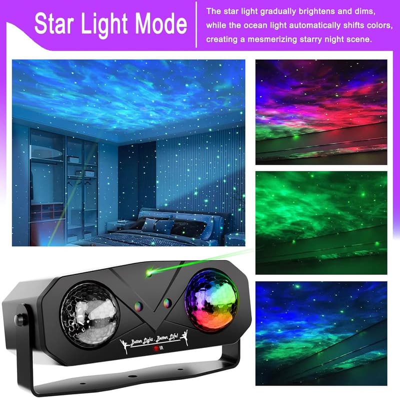 5-in-1 Star Projector & Strobe Light for Parties and Events